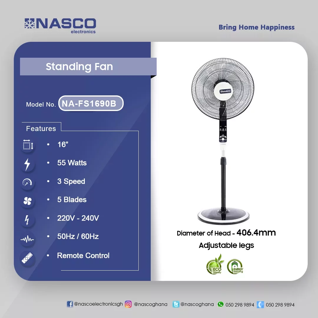 Nasco 16 ” Standing Fan, NA-FS1690B image 2