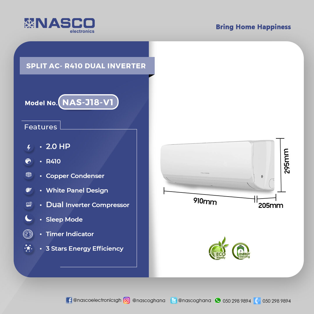 Nasco 2.0 HP R410 Dual Inverter Split Air Conditioner [NAS-J18-V1] image 3