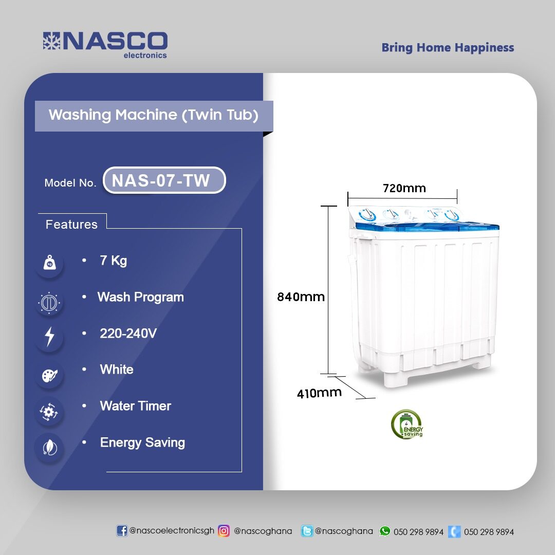 Nasco 7 KG Twin Tub Washing Machine [NAS-07-TW] image 2