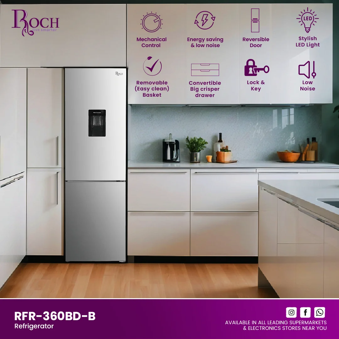 ROCH RFR 360 GLASS (309 Ltrs) TOP FREZEER+ DISPENSER image 3
