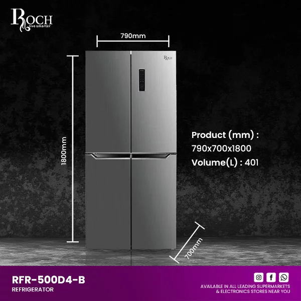 ROCH RFR 500 (421 Ltrs) TOP FREZEER (FOUR DOORS)